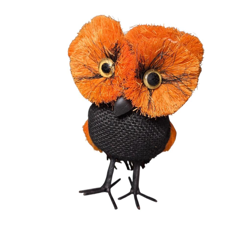 Owl Orange Black Halloween Sisal‎ Bristal Forest Woodland Home Rustic Cloth Wood